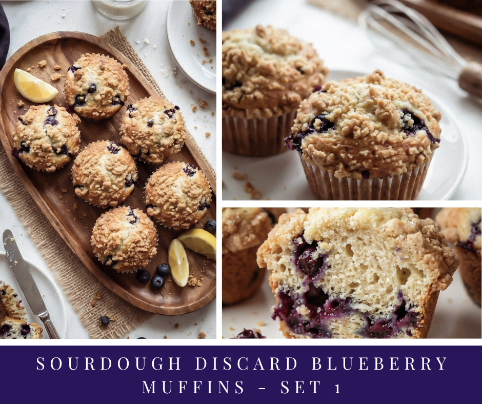 Sourdough Blueberry Muffins - set 1