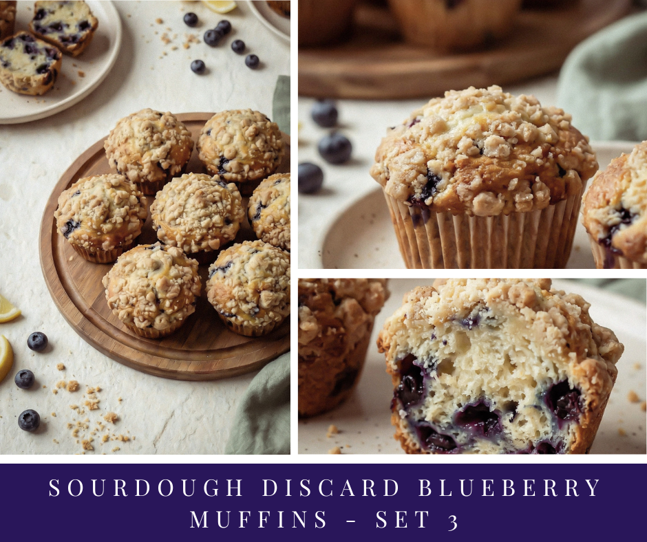 Sourdough Blueberry Muffins - set 3