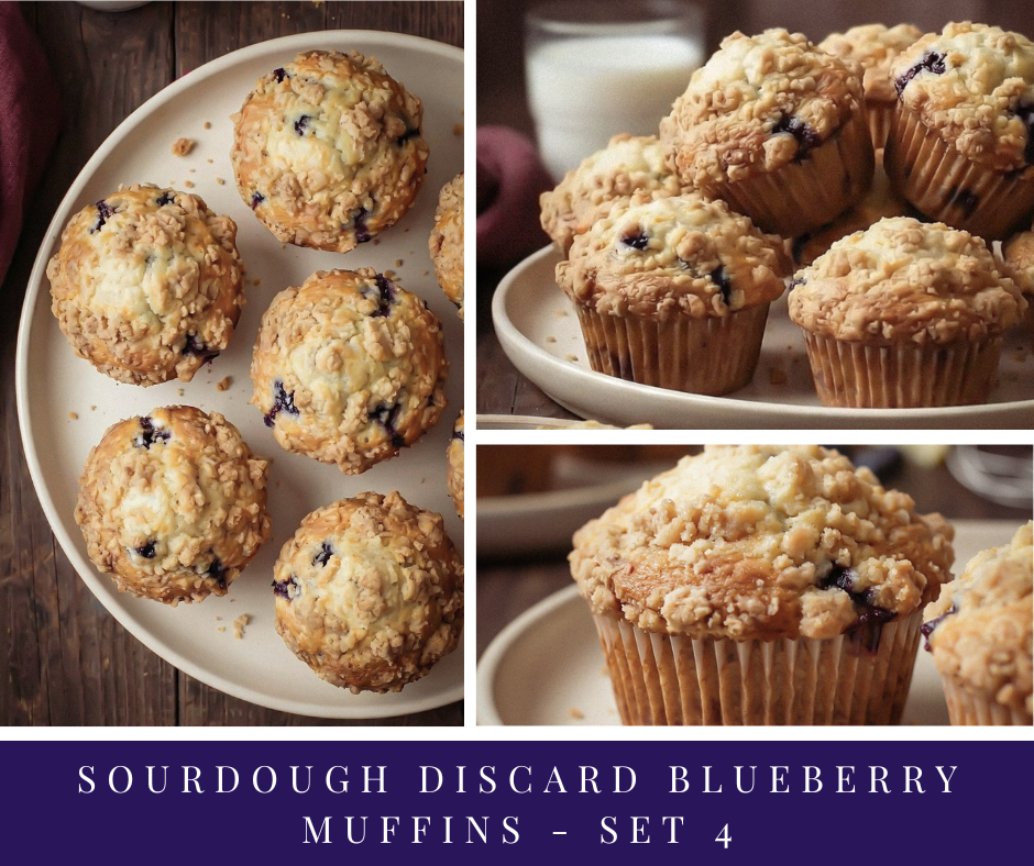 Sourdough Blueberry Muffins - set 4